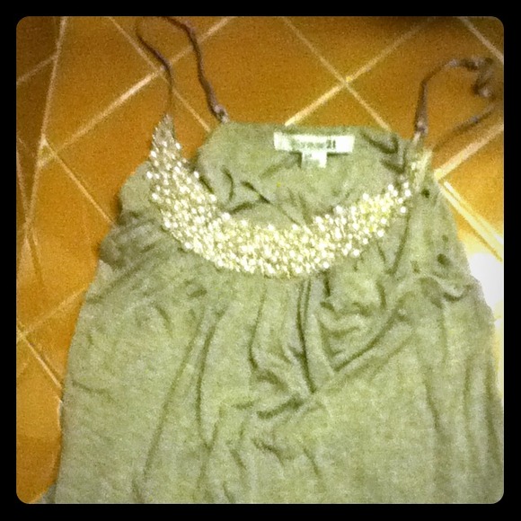 Embellished silver tank top