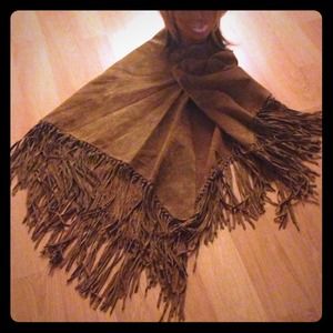 Southwestern Suede Poncho w/fringe