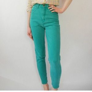 Teal high waisted skinny jeans