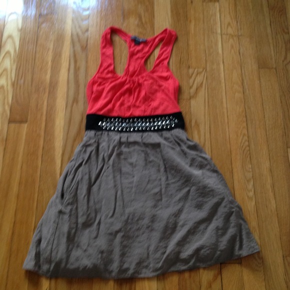 🚫Bundled - SOLD. Super fun coral and grey dress