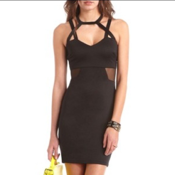 ❌❌SOLD❌❌Caged Mesh Inset Body-Con Dress