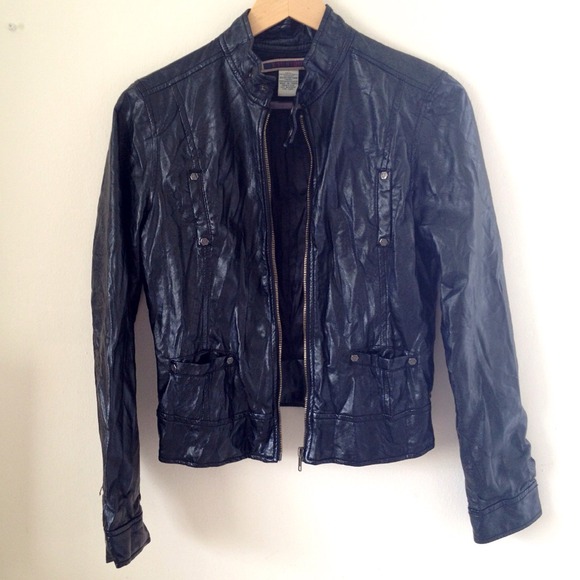 Joyce Leslie  Jackets & Blazers - Motorcycle Black Faux Leather Bomber Jacket