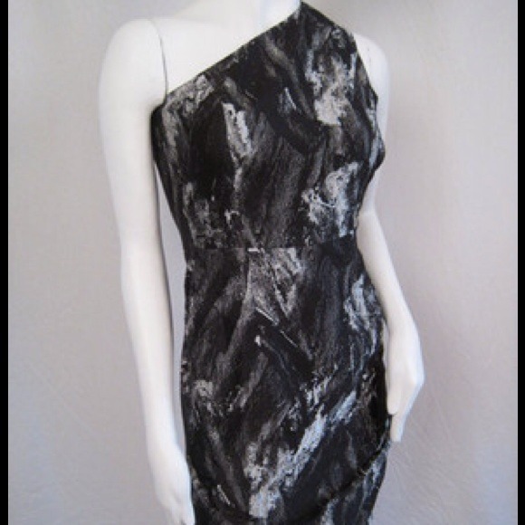 Michael Kors Dress One Shoulder Runway Print 6 - Picture 1 of 4