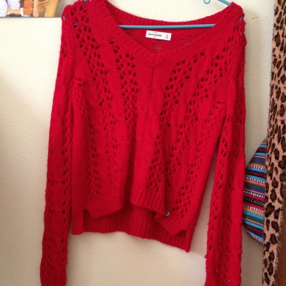 Crochet red sweater.
