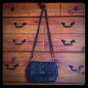 Black leather clutch/cross body purse barely used