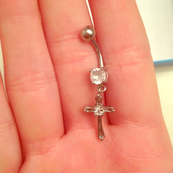 Dangly cross belly ring