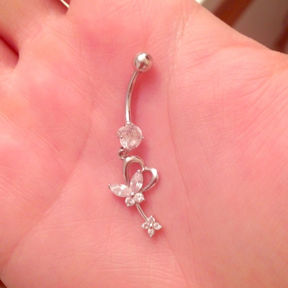 Sterling silver belly ring with butterfly