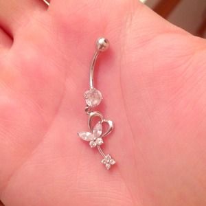 Sterling silver belly ring with butterfly