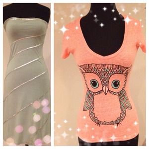 Cute Owl Tee/ Mint sequin Dress Bundle