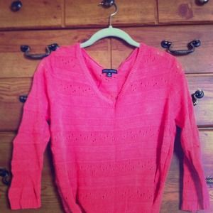 V neck coral spring or summer sweater