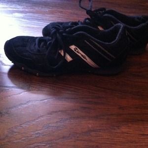 Black and white striped sneakers