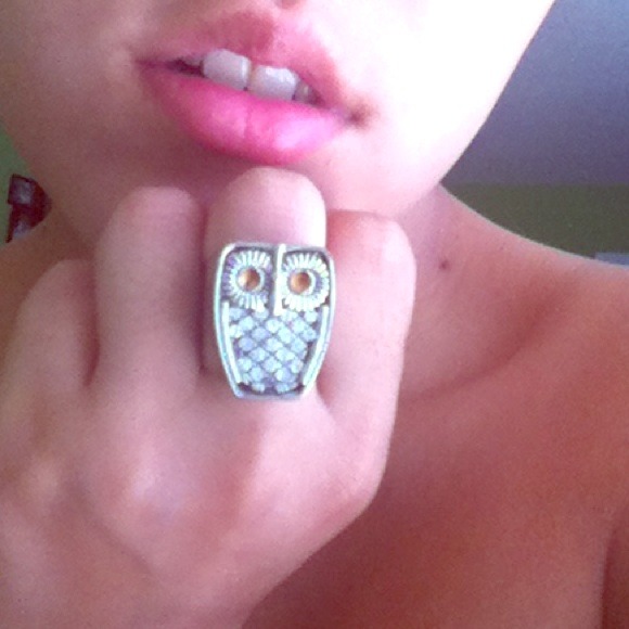 Vintage owl pure silver chunk ring!