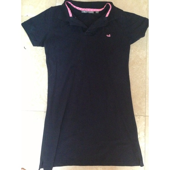 SOUTHERN MARSH NAVY POLO DRESS w/ Pink Trim MEDIUM
