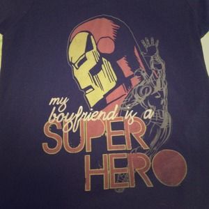 Iron man "my bf is a superhero" v neck t shirt