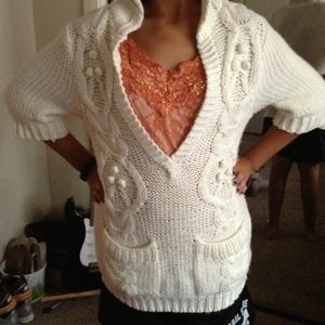 Cream sweater with hood