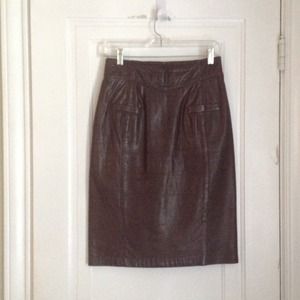 Brown leather skirt