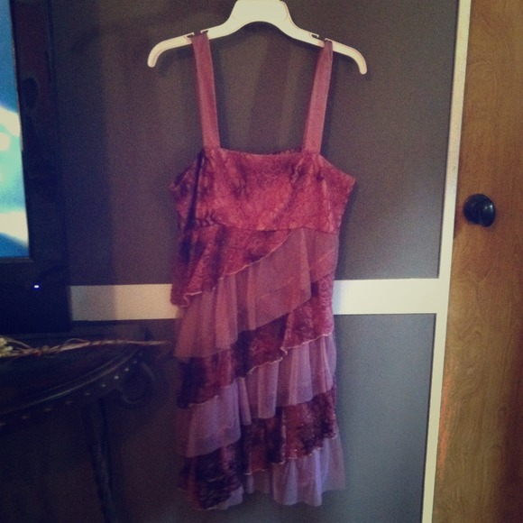 Pink/purple lace/tool herringstones boutique dress