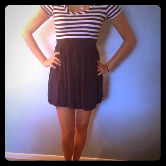 Forever 21 Navy Blue Striped Dress