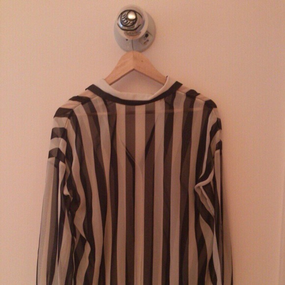Sheer, Striped Blouse (sz XS) - Picture 3 of 4