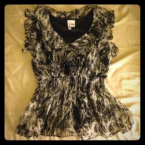 Beige/black print Tunic Top