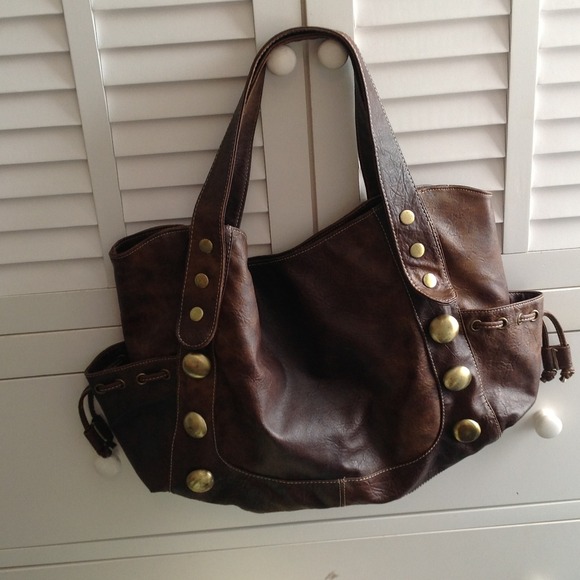 Brown leather handbags