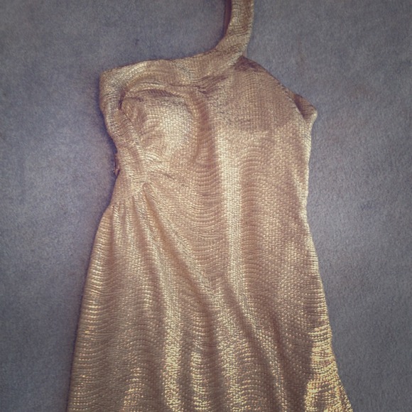 Morgan & Co. gold cocktail dress