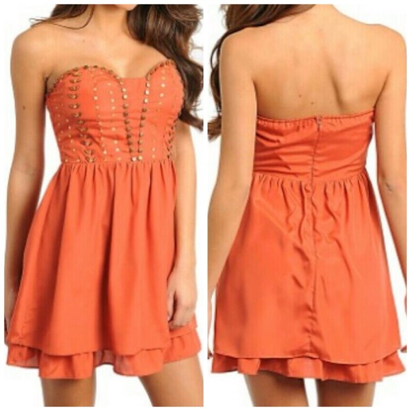 BURNT ORANGE SWEETHEART DRESS - Picture 4 of 4