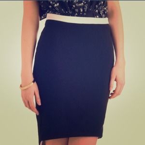 Black Pencil Skirt with White Trim