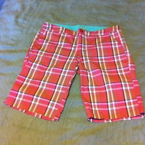 Pink green white&black plaid shorts. Size 3/4 NWOT