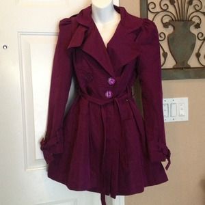 XOXO Purple Classic Trench Coat