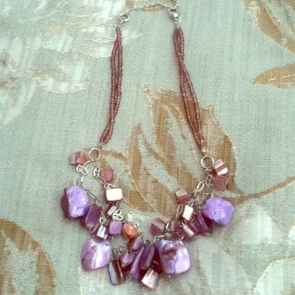Purple stone and beaded necklace.