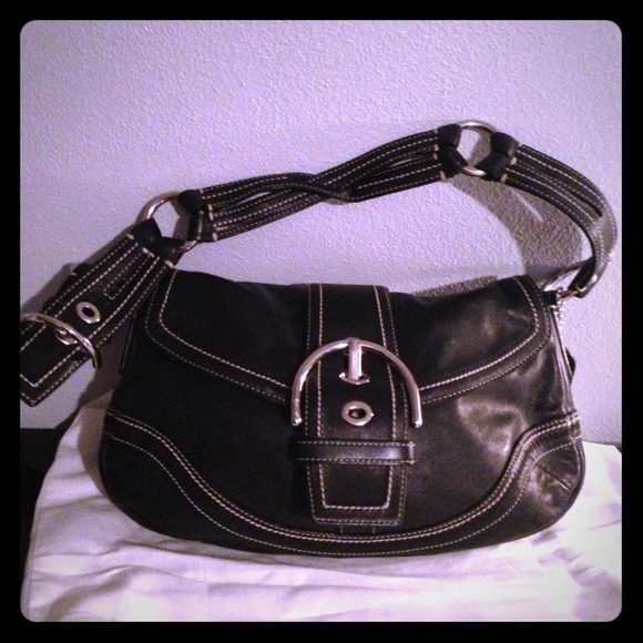 Authentic Coach Black Leather Hobo