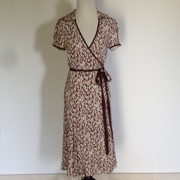 Blue and Brown BCBG Max Azria Wrap Dress Size S