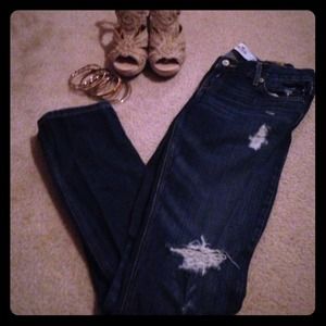 Hollister distressed denim blue jeans