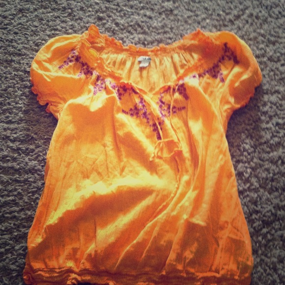 Orange OR white floral blouse