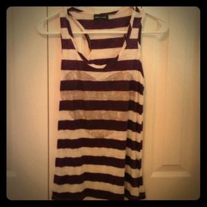 Purple striped tanktop with silver heart. Wetseal
