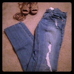 Hollister distressed denim blue jeans