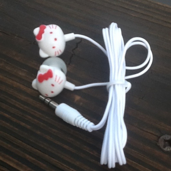 HELLO KITTY EARPHONES HEADPHONES white - Picture 1 of 2