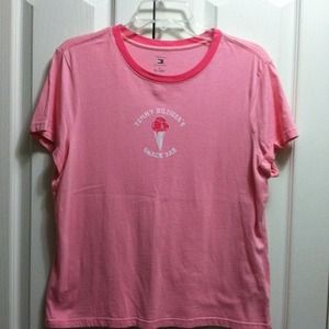 Pink T-shirt.