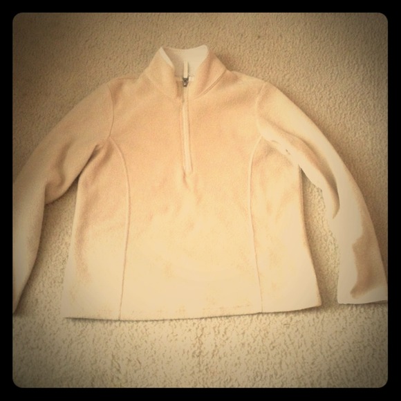 Cream zip up front fleece sweatshirt