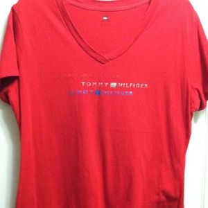 Red V neck.