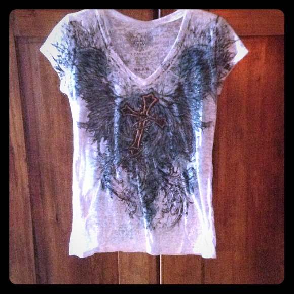 Cute shirt with cross and wings design