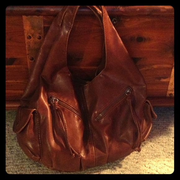 Cute brown pleather handbag