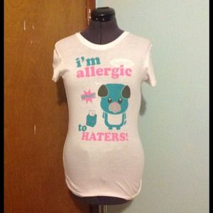 Cute 'I'm Allergic to Haters' Graphic Tee {White}