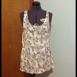 Forever21 Floral Tank Top {B&W}