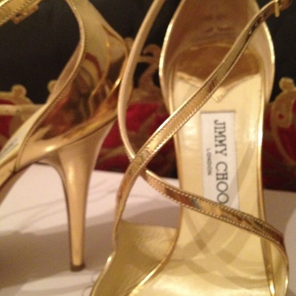 Authentic Jimmy Choo gold metallic sandal heels - Picture 2 of 4
