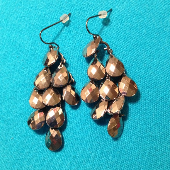 Dark gray metallic chandelier earrings