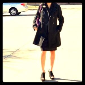 Tulle Double Breasted Coat in Black