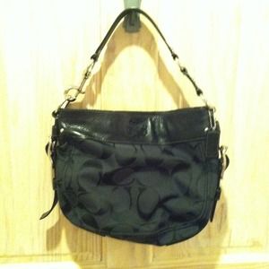 Coach hobo bag. Black with Baby blue satin inside!