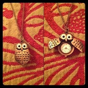 Owl clock necklace